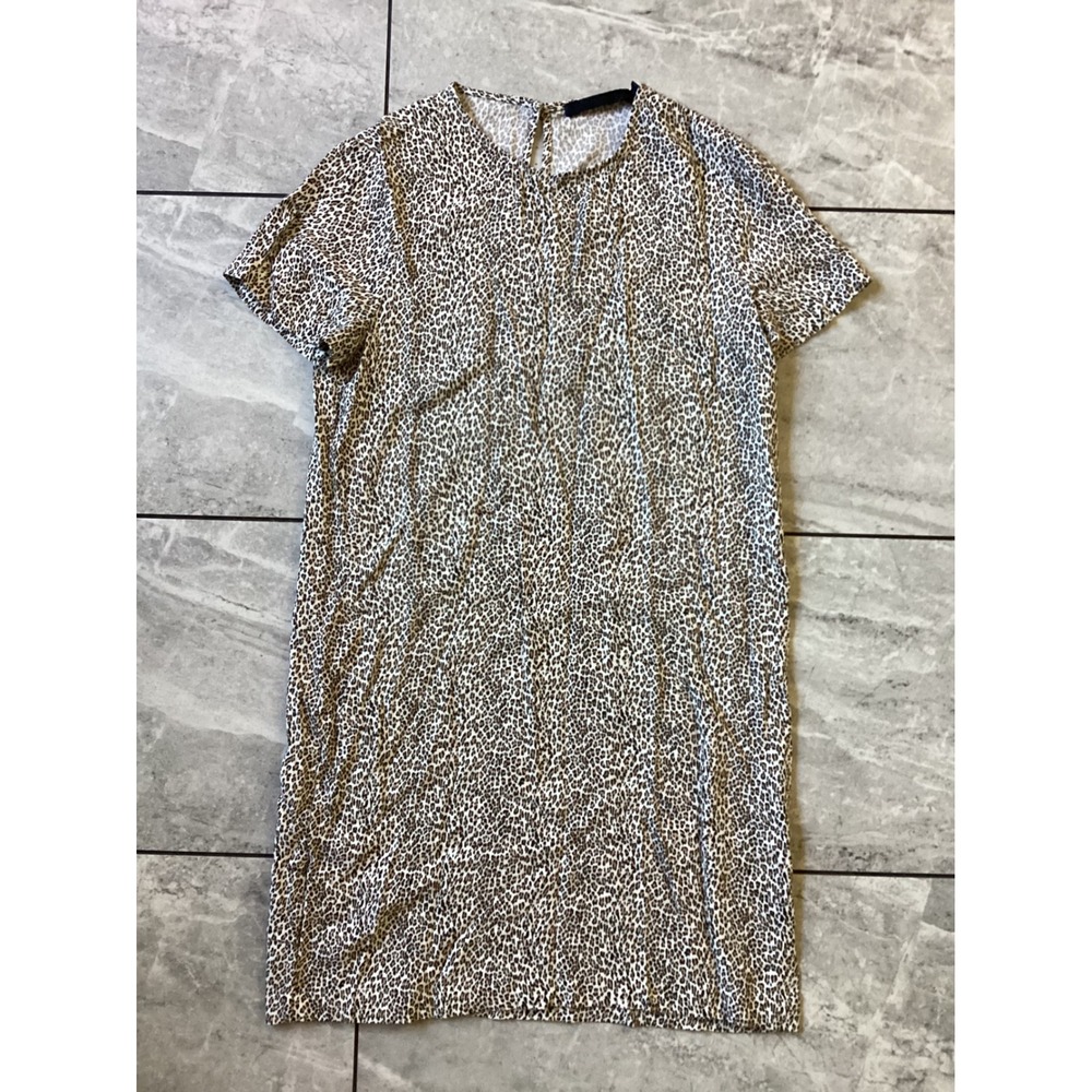 Jenni Kayne Leopard Print Shift Dress Short Sleeve Viscose Animal Print Small